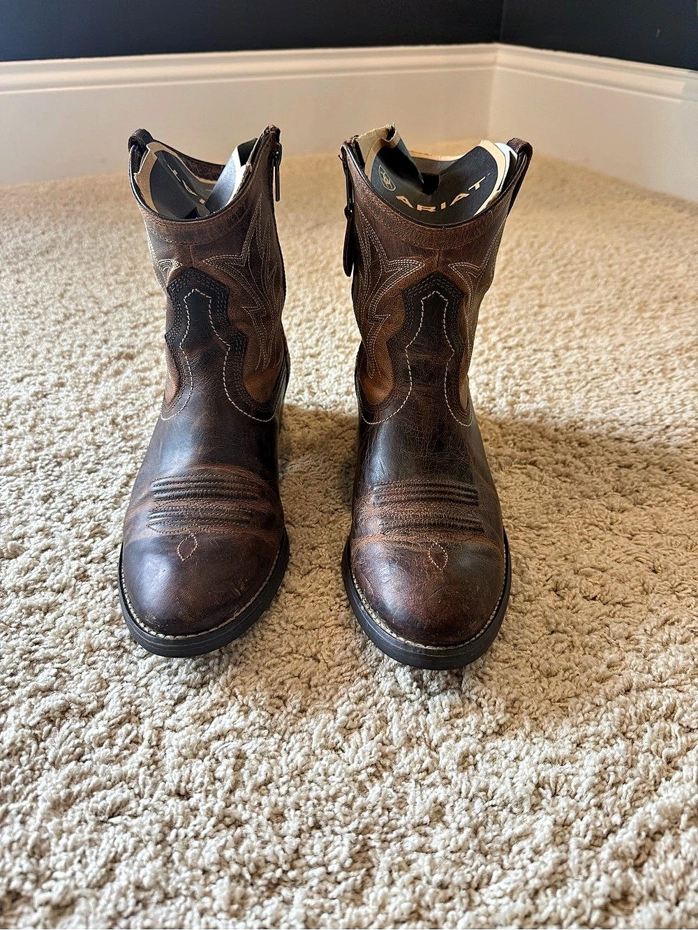 Ariat Western Zip Boots Brown US 8.5 B